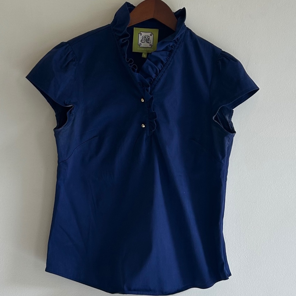Navy Elizabeth McKay Classic Elizabeth Blouse Size 6